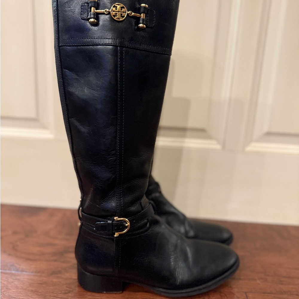 Tory Burch Black leather women’s riding boots